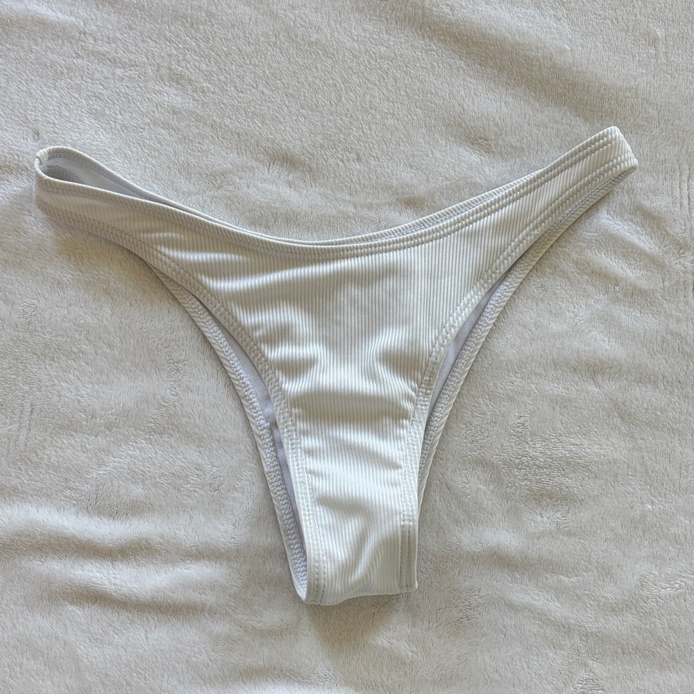 White Ribbed Bikini Bottom